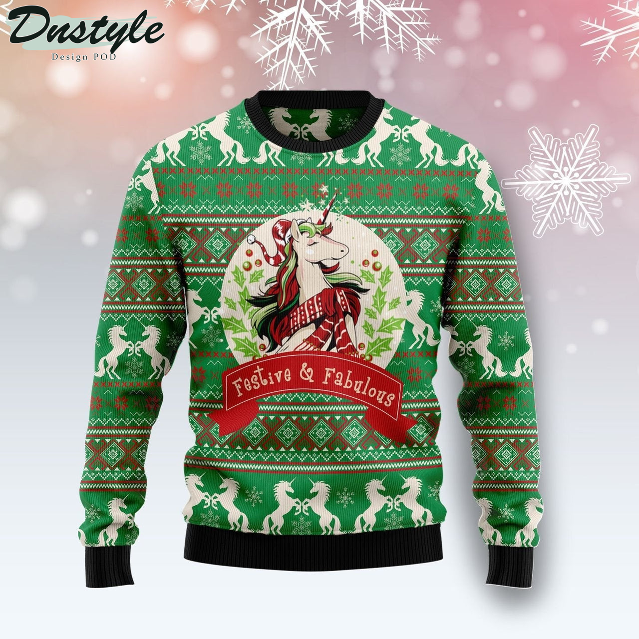 Unicorn Festive Fabulous Ugly Christmas Sweater