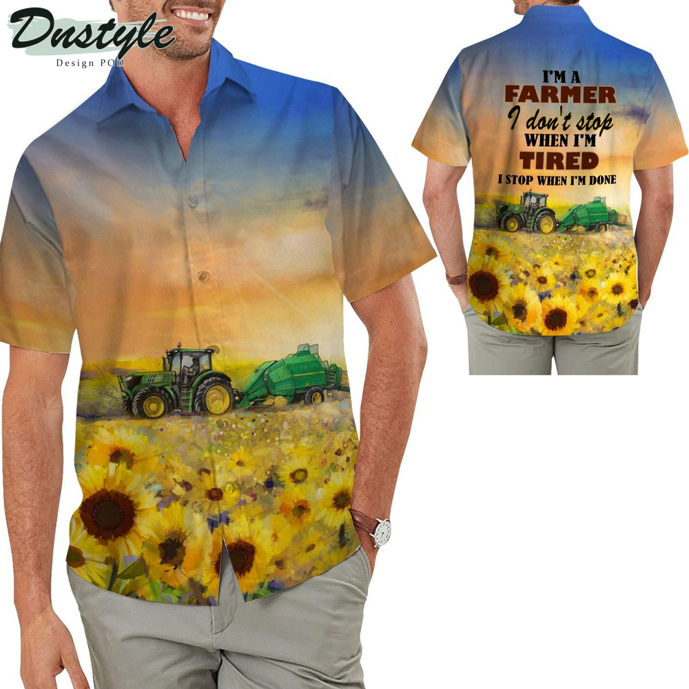 I'm A Farmer Tractor And Sunflower Field Image Hawaiian Shirt
