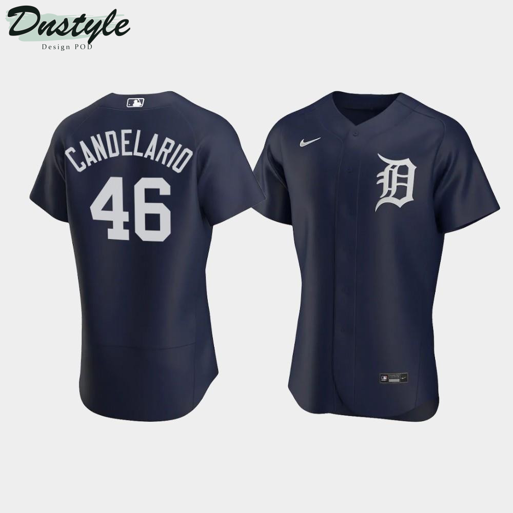 Jeimer Candelario #46 Detroit Tigers Team Logo Navy Alternate Jersey MLB Jersey