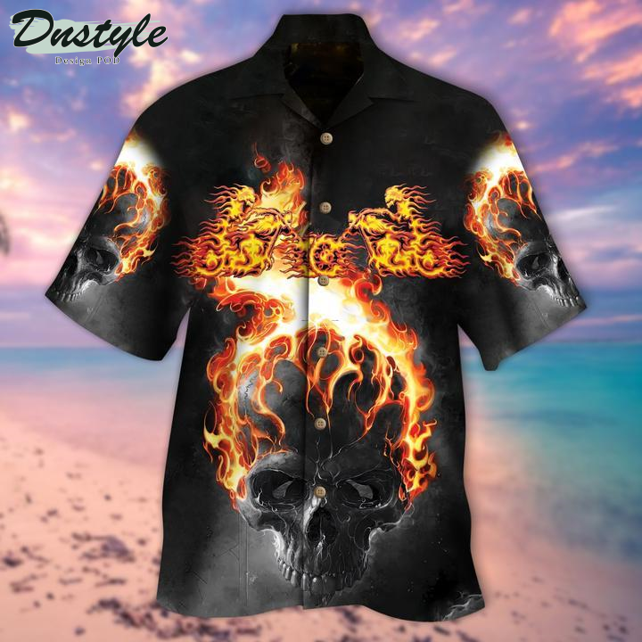 Fire Skull Ghost Rider Halloween Hawaiian Shirt