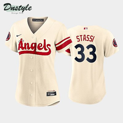 Max Stassi #33 Los Angeles Angels Max Stassi 2022 City Connect Cream Women's Jersey