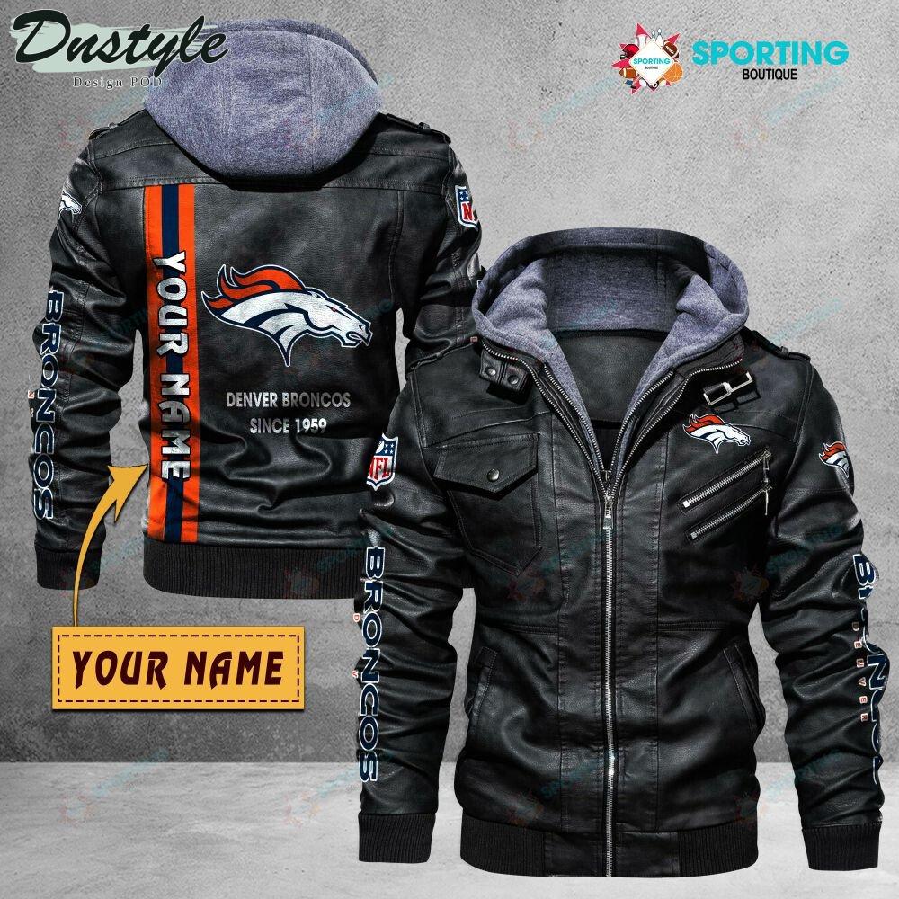 Denver Broncos custom name leather jacket