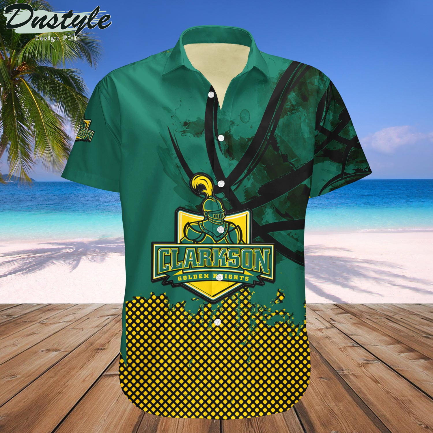 Clarkson Golden Knights Basketball Net Grunge Pattern Hawaii Shirt