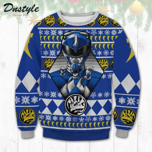 Blue Power Rangers Snow Ugly Sweater