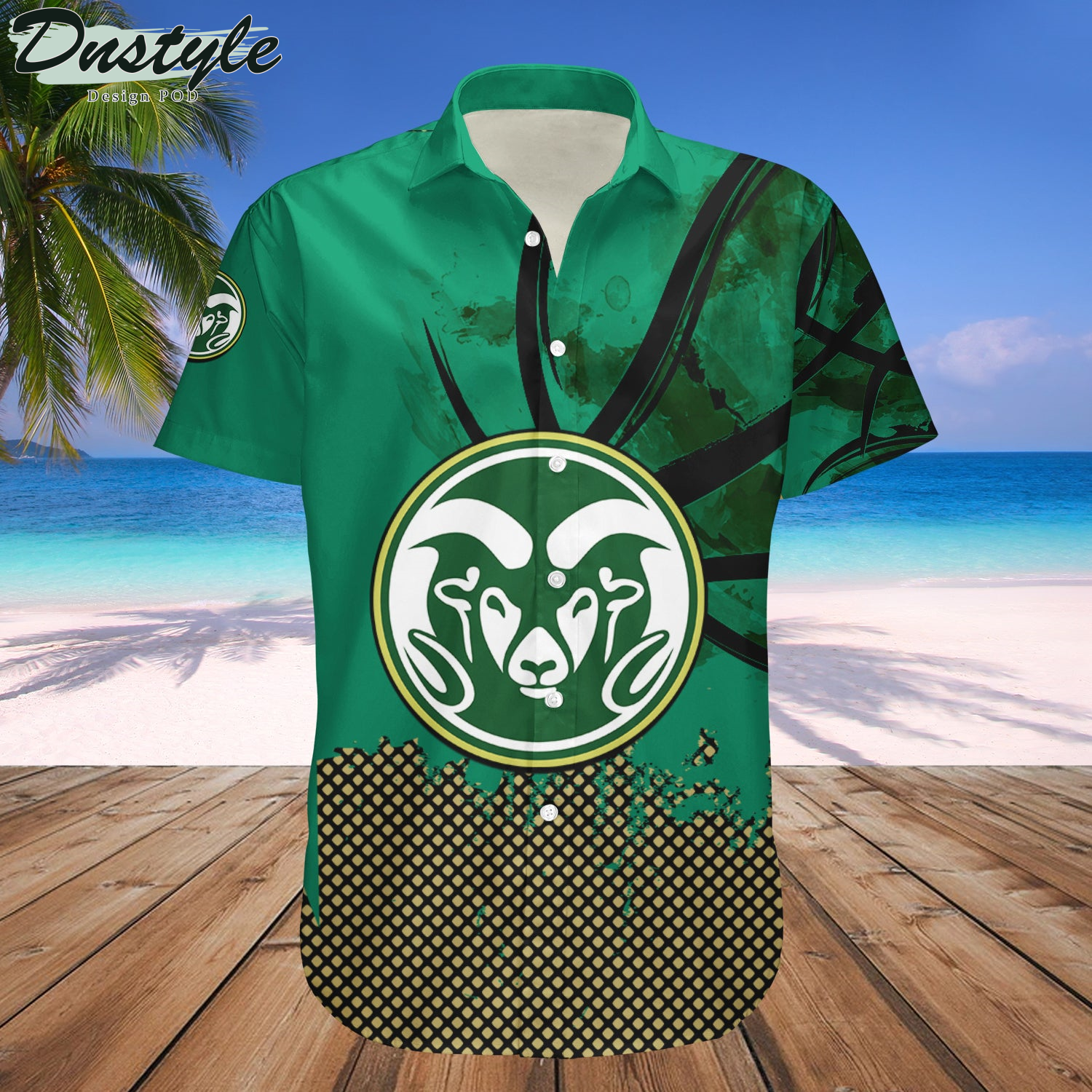 Colorado State Rams Basketball Net Grunge Pattern Hawaii Shirt