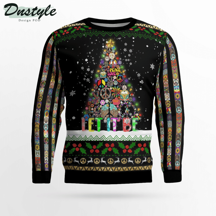 Hippie Let It Be Ugly Merry Christmas Sweater