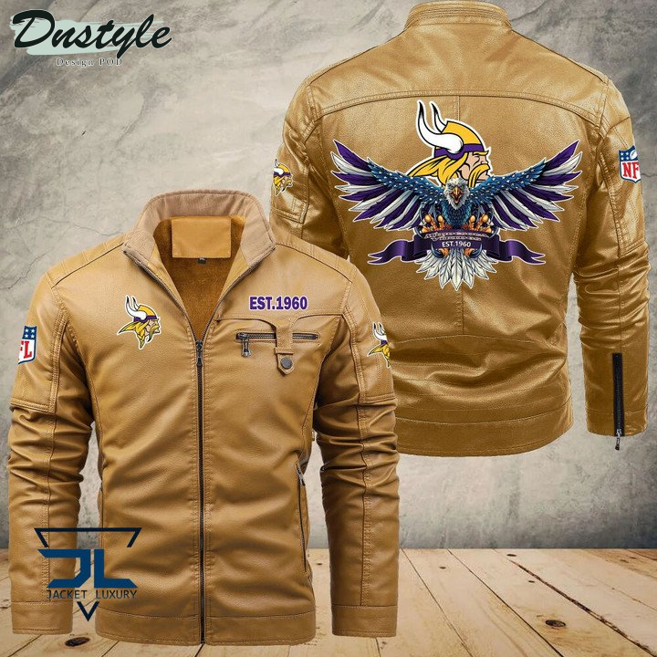 Minnesota Vikings Eagle Fleece Leather Jacket