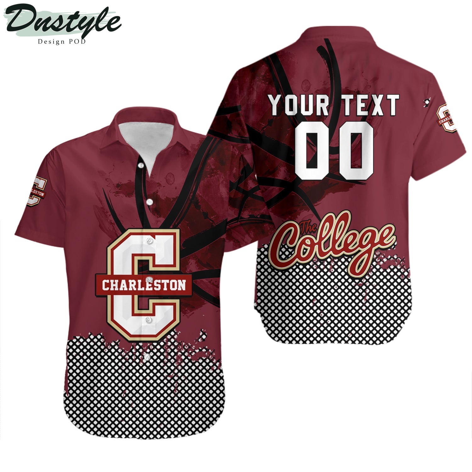 College of Charleston Cougars Basketball Net Grunge Pattern Hawaii Shirt
