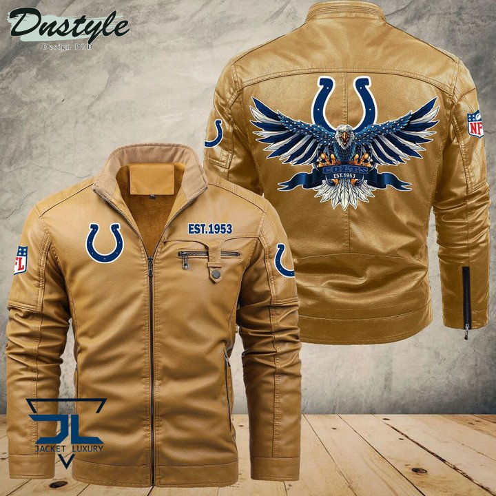 Indianapolis Colts Eagle Fleece Leather Jacket