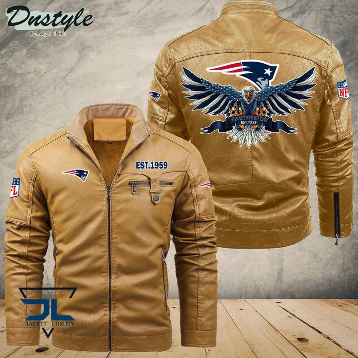 New England Patriots Eagle Fleece Leather Jacket