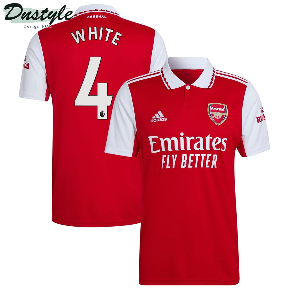 White #4 Arsenal 2022/23 Home Player Jersey - Red