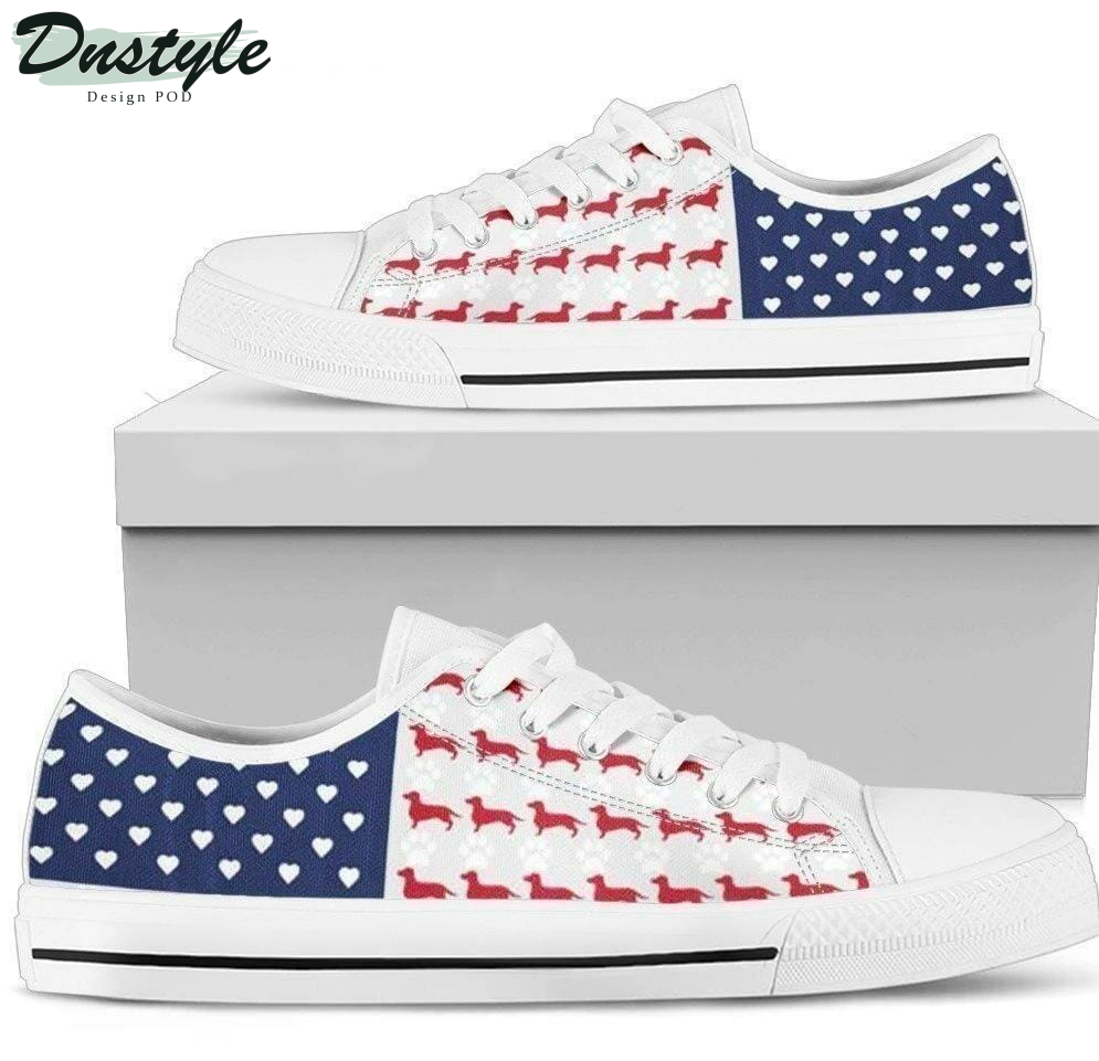 Cool Dachshund US Flag Low Top Shoes Sneakers