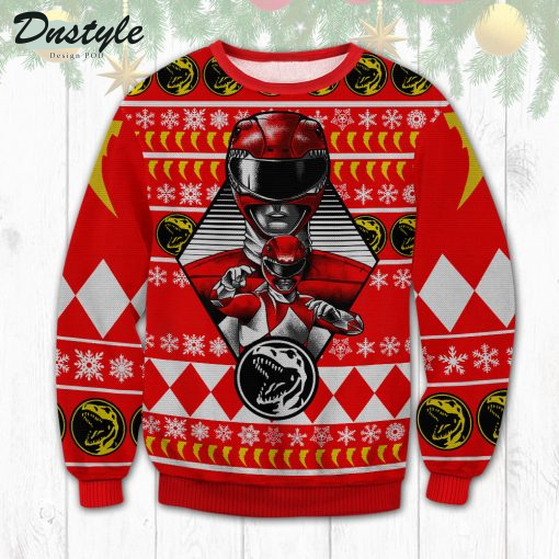 Red Power Rangers Snow Ugly Sweater