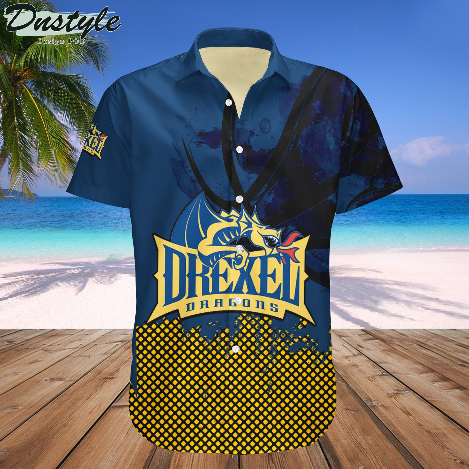Drexel Dragons Basketball Net Grunge Pattern Hawaii Shirt