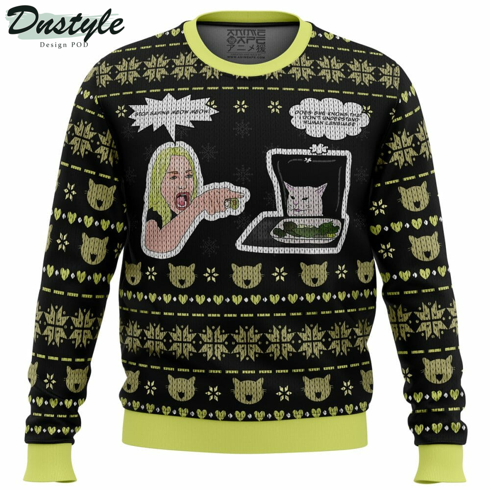 Woman Yelling At Cat Meme Ugly Christmas Sweater