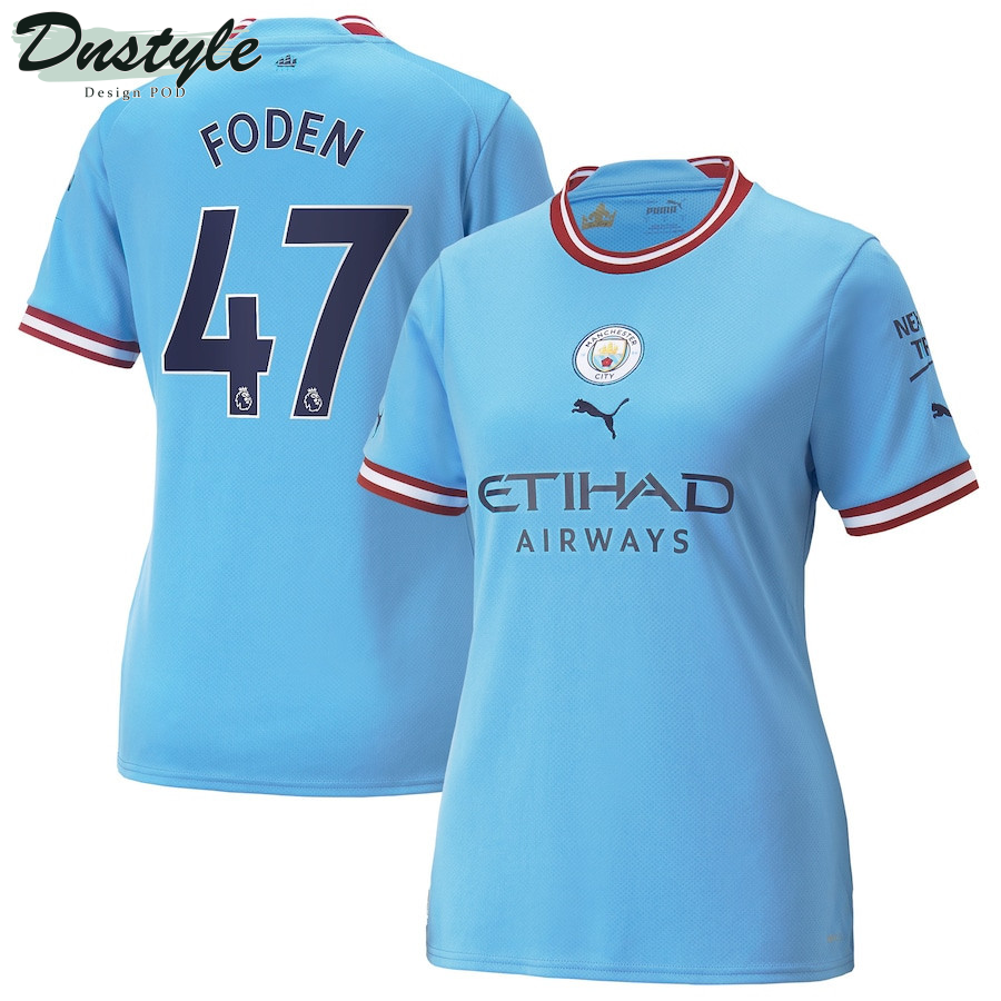 Phil Foden #47 Manchester City Women 2022/23 Home Player Jersey – Sky Blue