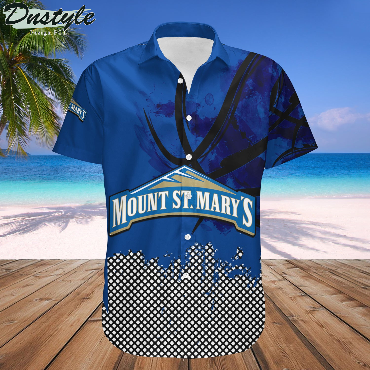 Mount St. Mary’s Mountaineers Basketball Net Grunge Pattern Hawaii Shirt