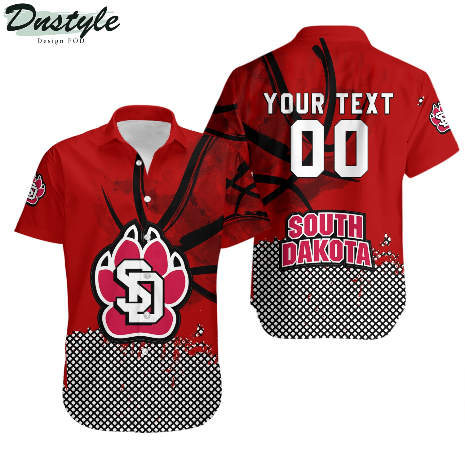South Dakota Coyotes Basketball Net Grunge Pattern Hawaii Shirt