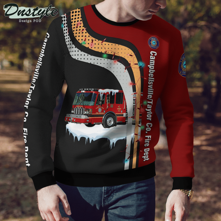Campbellsville Taylor Co. Fire Dept. Engine 1 Ugly Merry Christmas Sweater