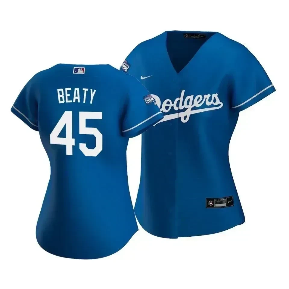 Dodgers Matt Beaty #45 2020 World Series Champions Royal Alternate Women's MLB Jersey