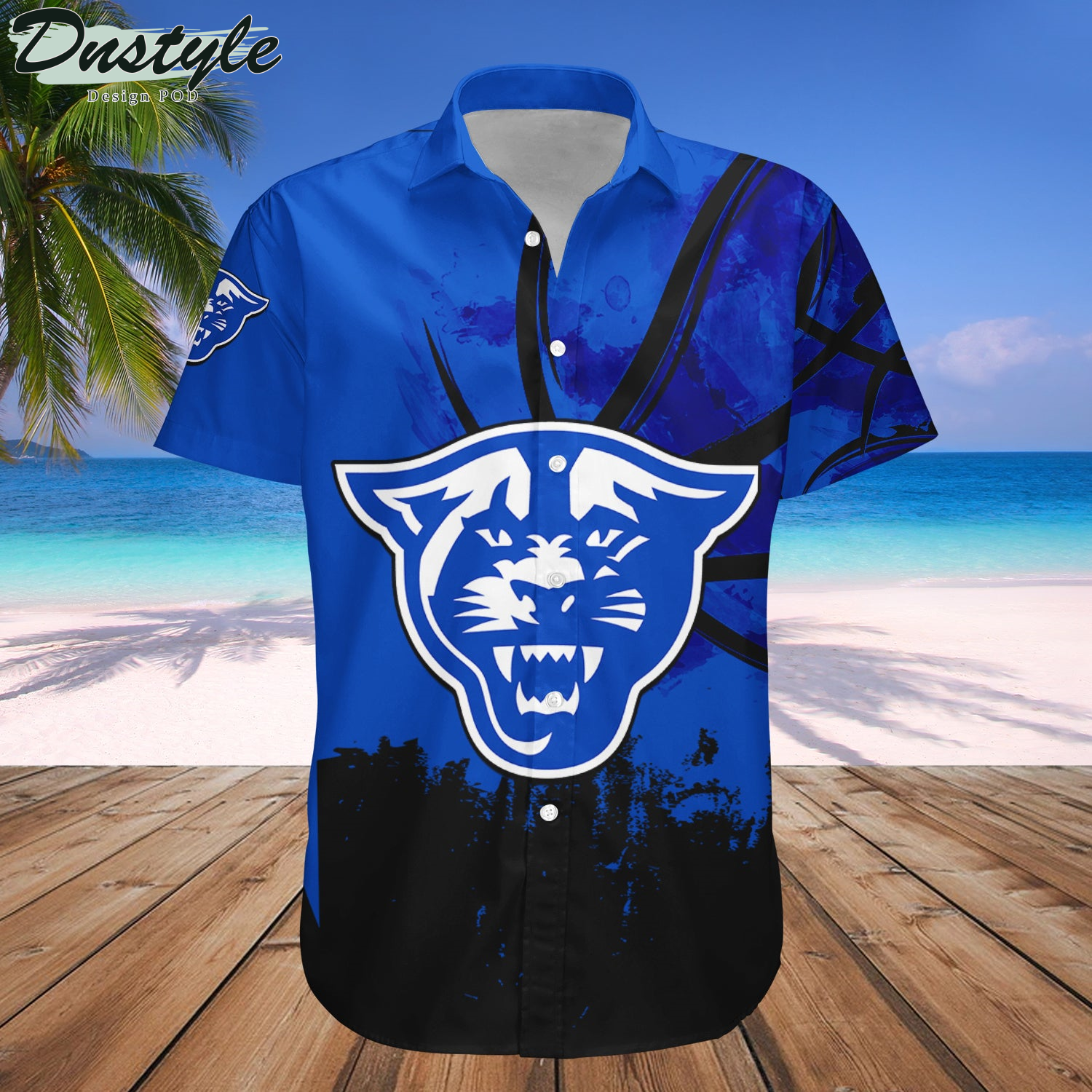 Georgia State Panthers Basketball Net Grunge Pattern Hawaii Shirt