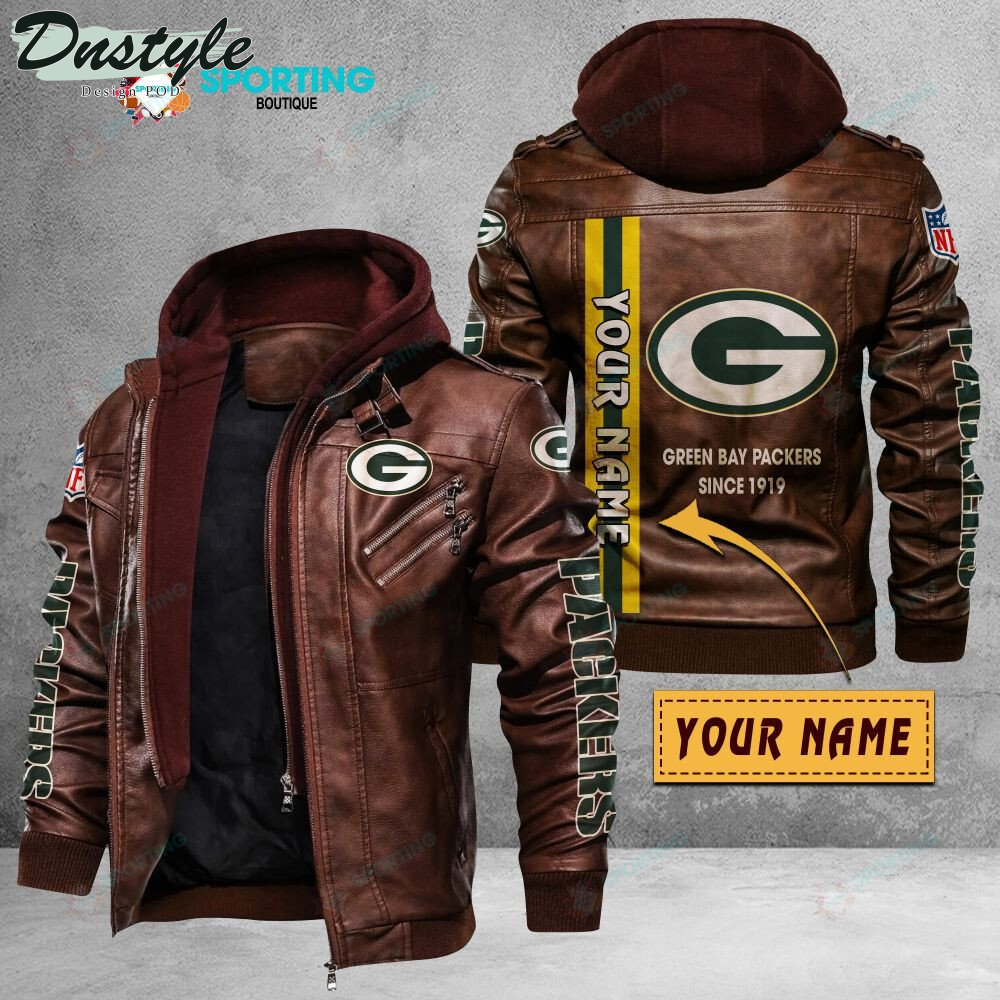Green Bay Packers custom name leather jacket
