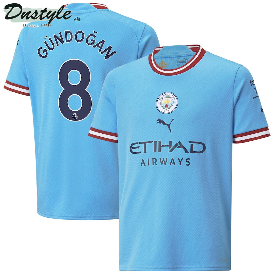 Ilkay Gundogan #8 Manchester City Youth 2022/23 Home Player Jersey - Sky Blue