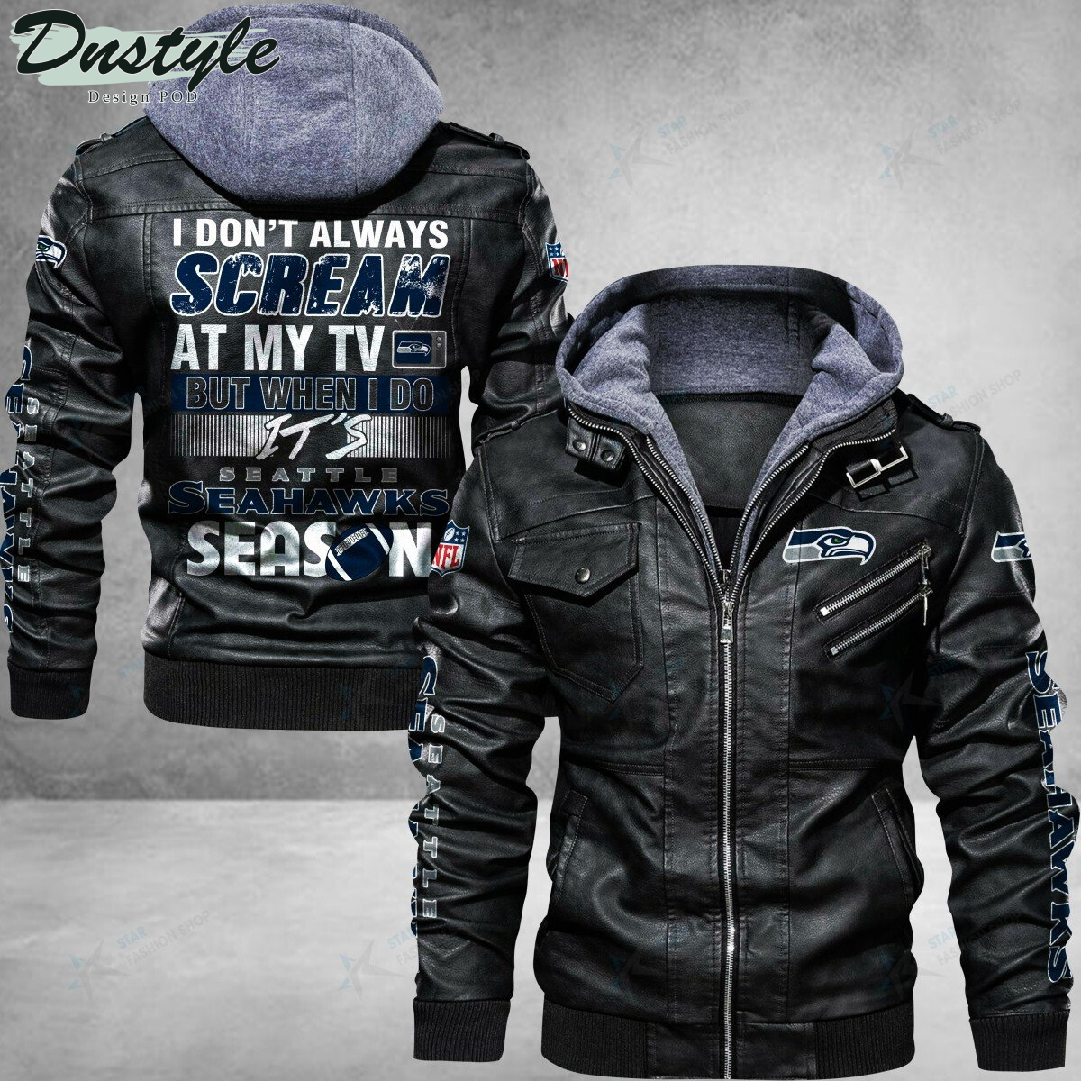 Seattle Seahawks I don't Always Scream At My TV Leather Jacket