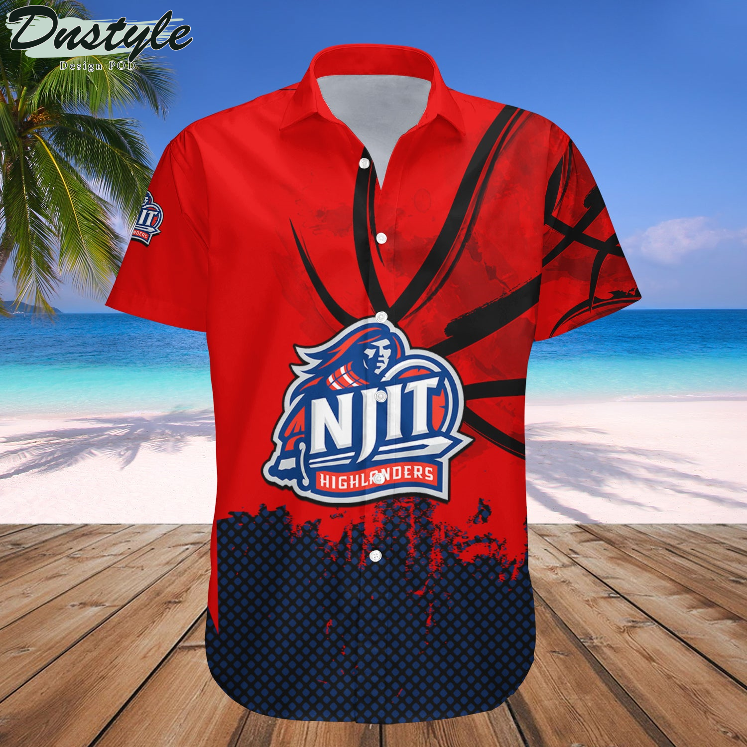 NJIT Highlanders Basketball Net Grunge Pattern Hawaii Shirt