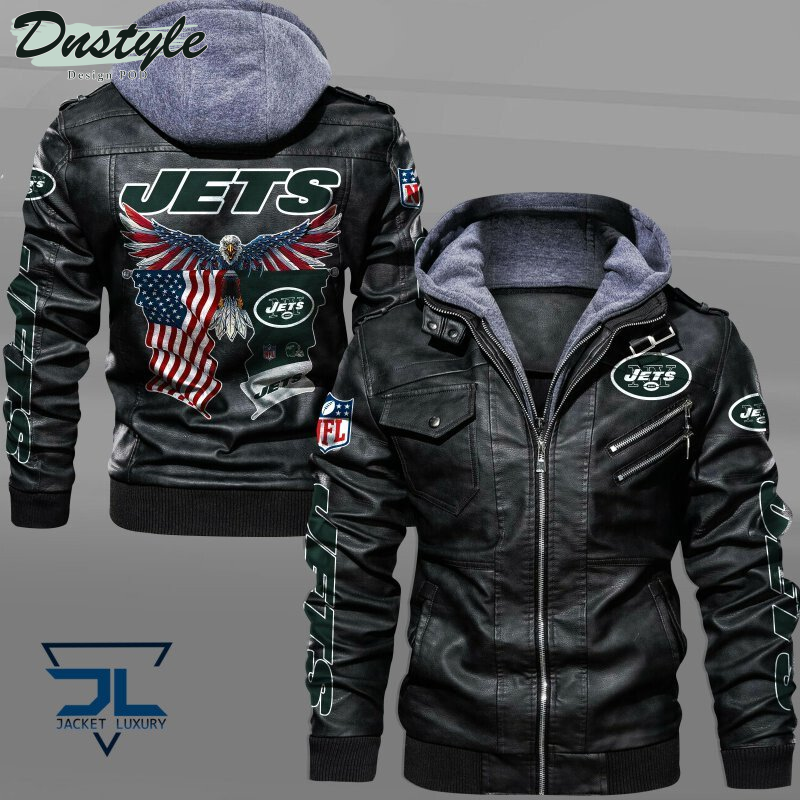 New York Jets Eagles American Flag Leather Jacket