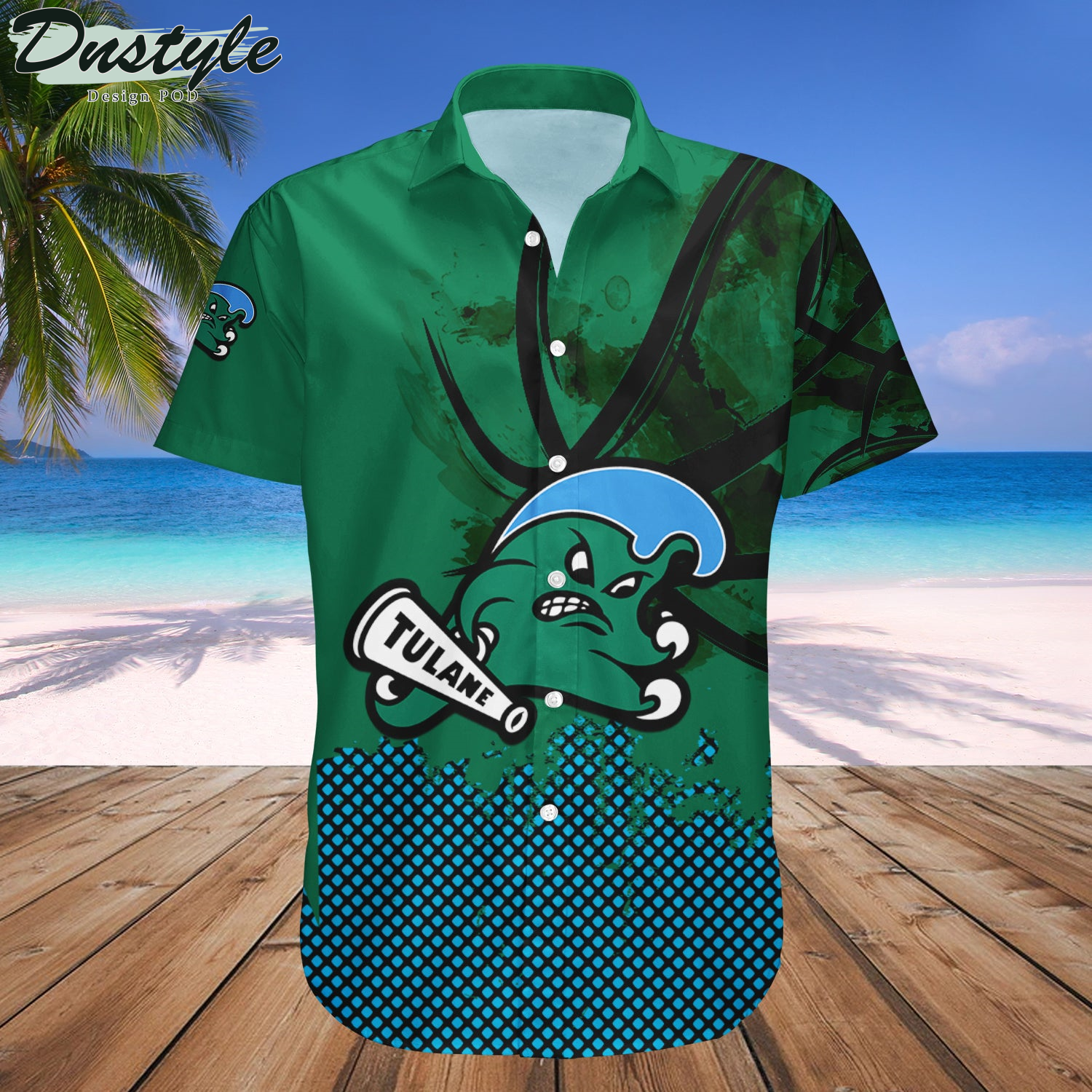 Tulane Green Wave Basketball Net Grunge Pattern Hawaii Shirt