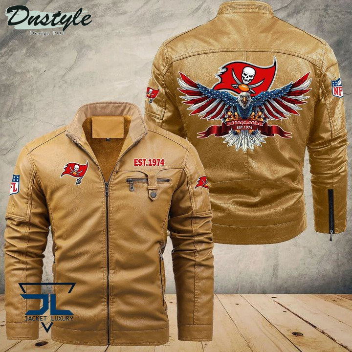 Tampa Bay Buccaneers Eagle Fleece Leather Jacket