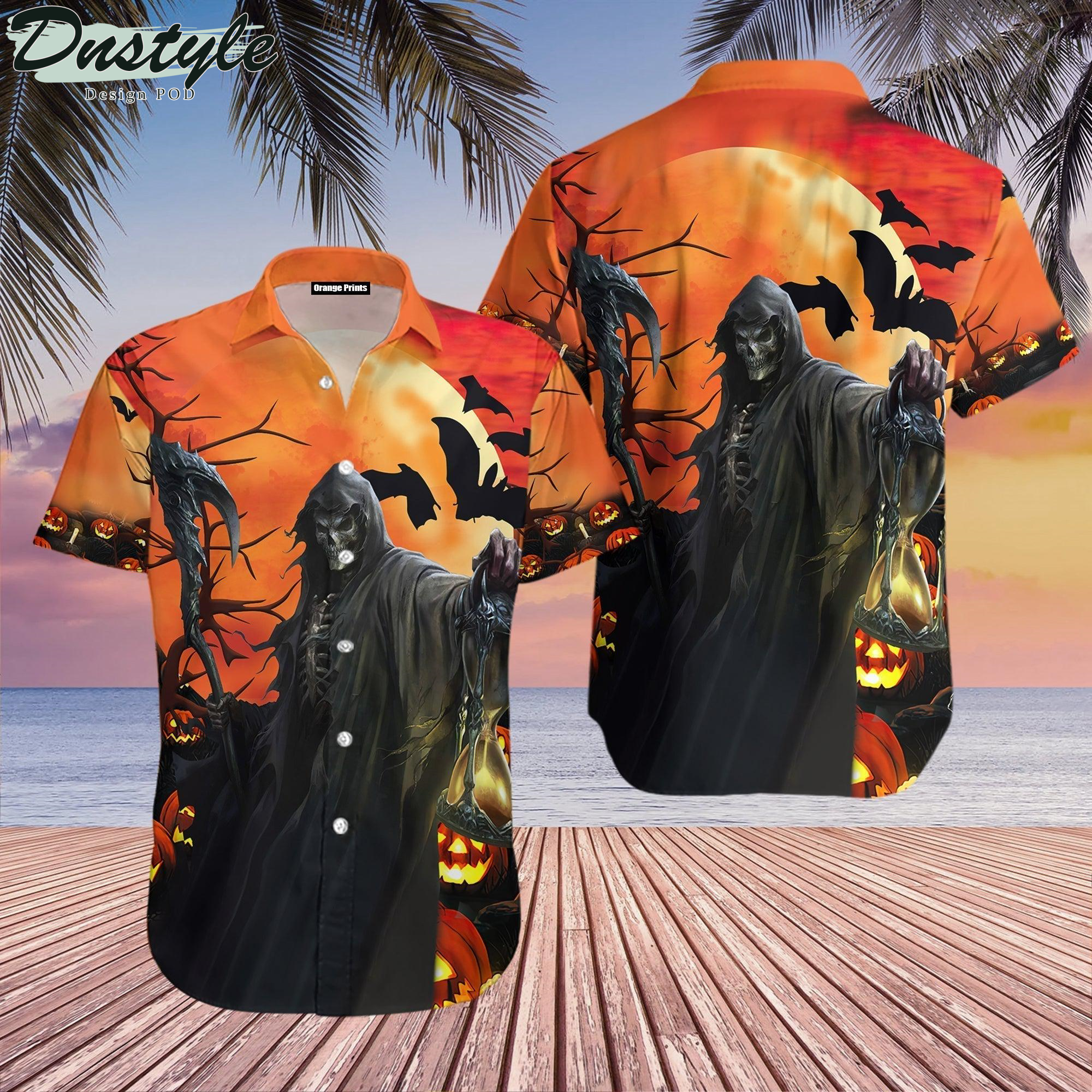 Grim Reaper Pumpkin Halloween Hawaiian Shirt