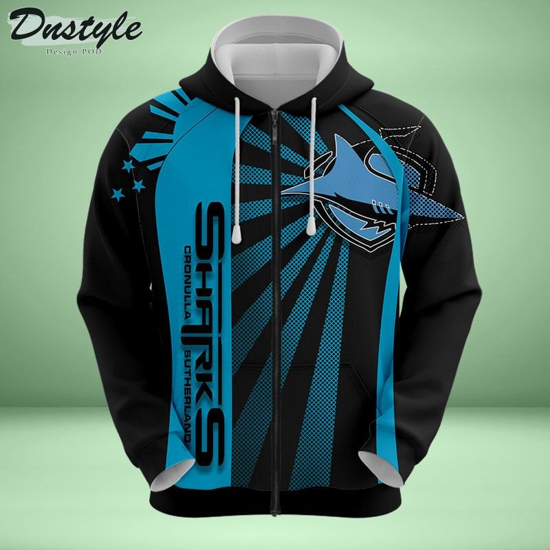 Cronulla Sharks all over printed hoodie t-shirt