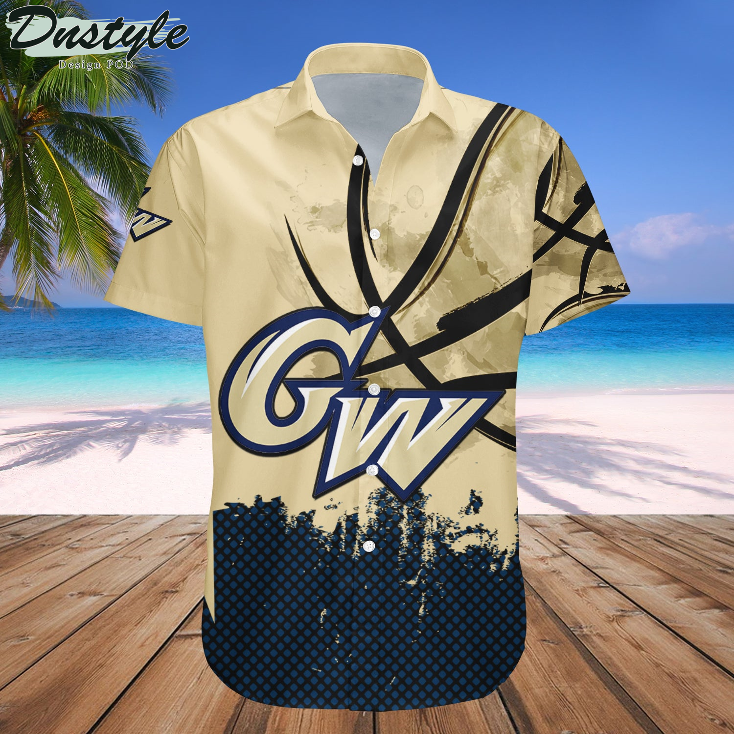George Washington Colonials Basketball Net Grunge Pattern Hawaii Shirt