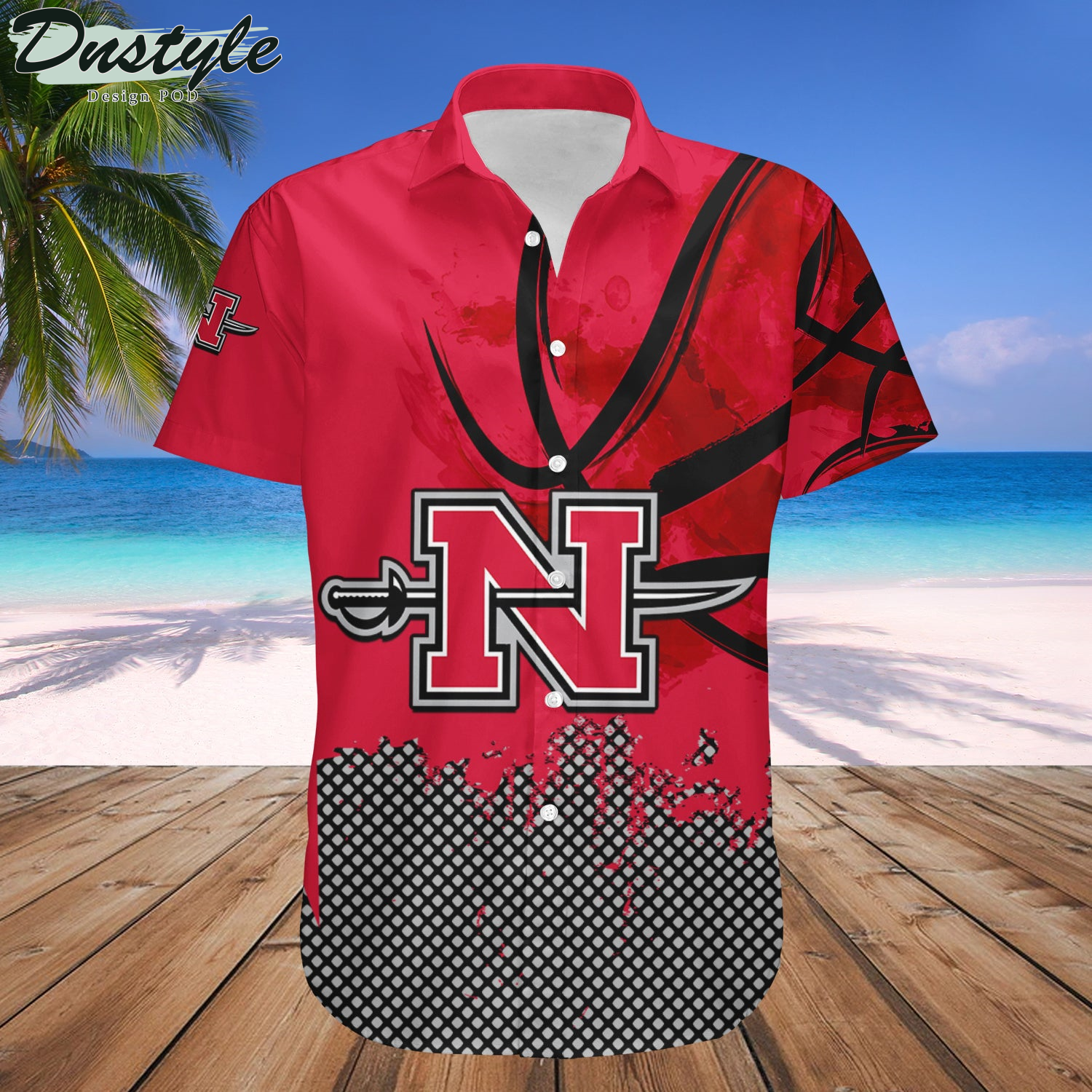 Nicholls Colonels Basketball Net Grunge Pattern Hawaii Shirt