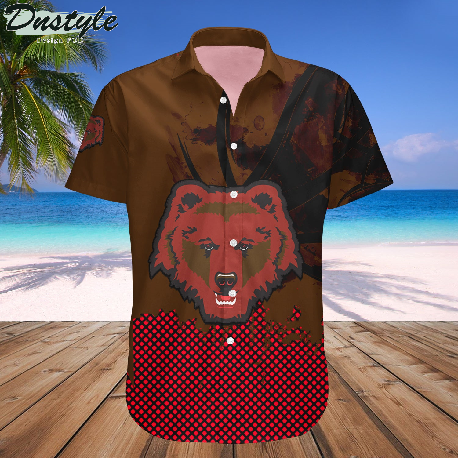 Brown Bears Basketball Net Grunge Pattern Hawaii Shirt