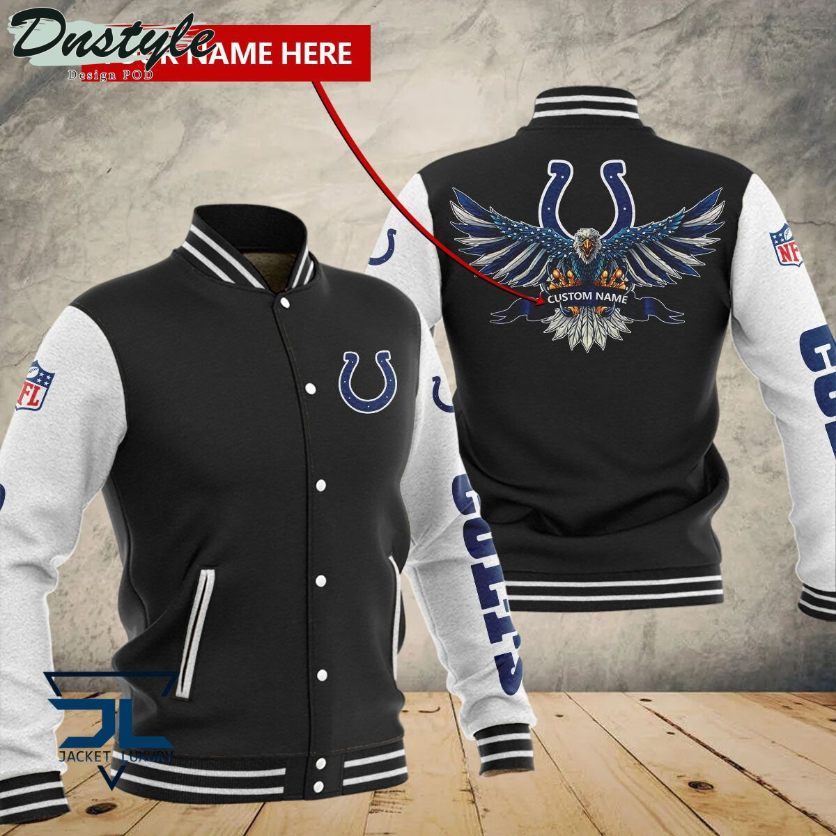 Indianapolis Colts Eagles Custom Name Baseball Jacket