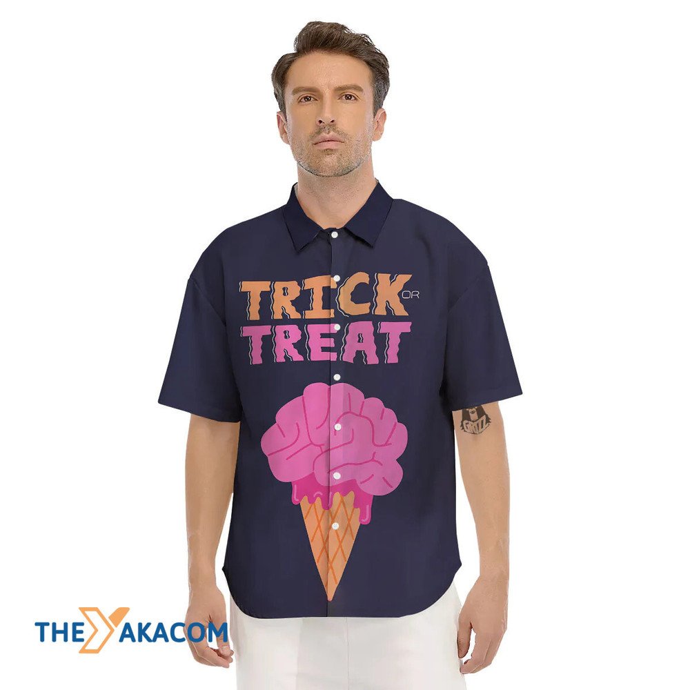 Halloween Trick Or Treat Brain Print Hawaiian Shirt