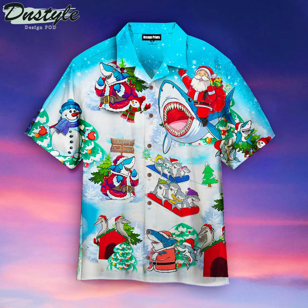 Santa Christmas Shark Hawaiian Shirt
