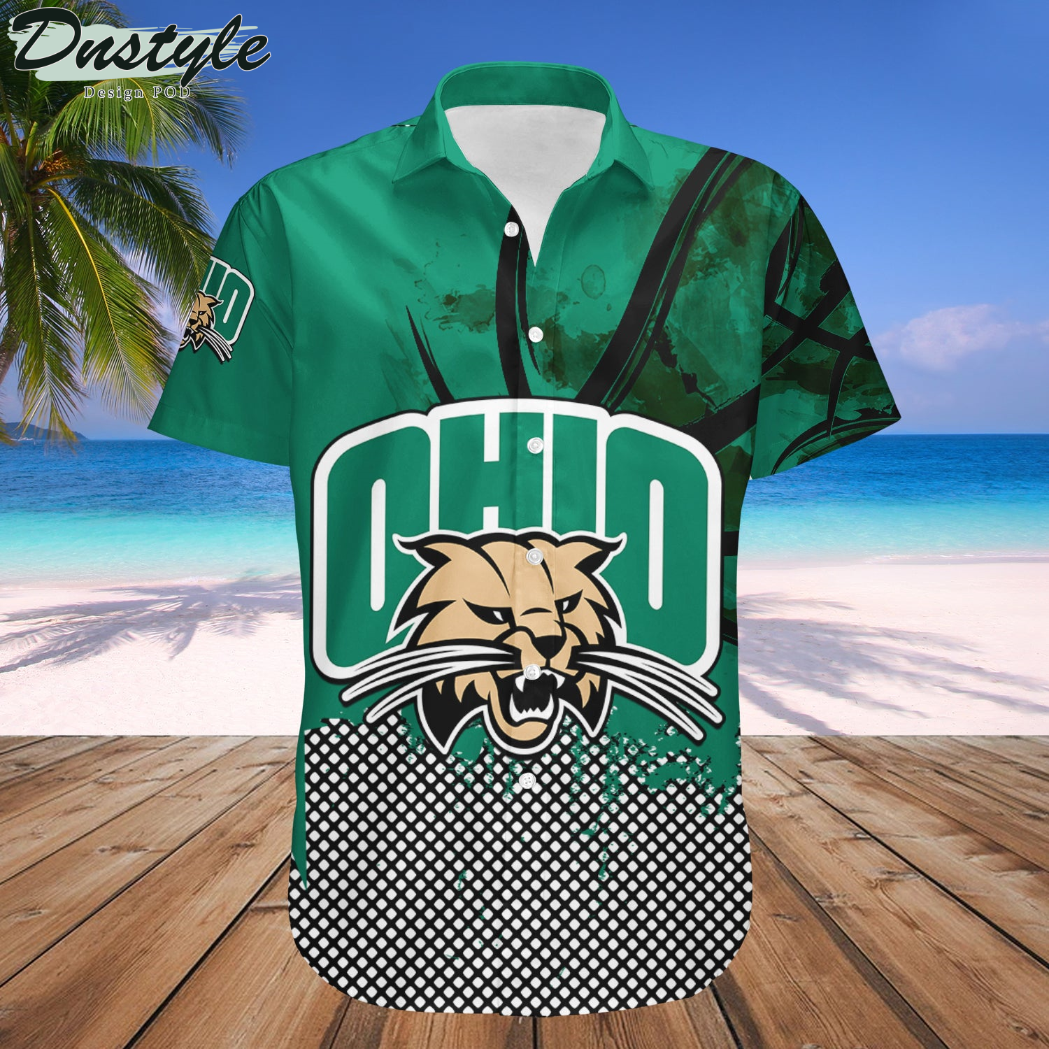 Ohio Bobcats Basketball Net Grunge Pattern Hawaii Shirt