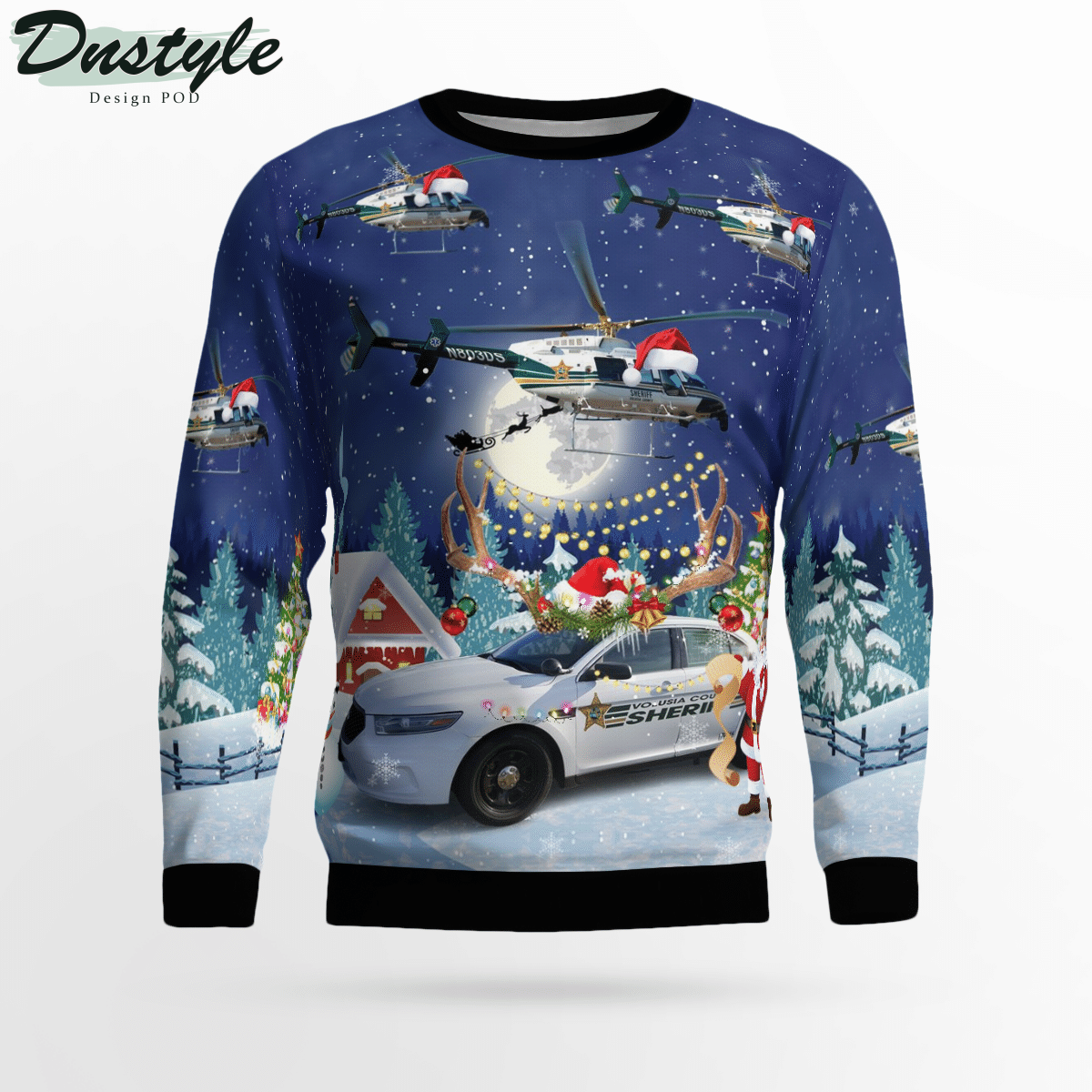 Volusia County Sheriff Bell 407 & Ford Police Interceptor Ugly Christmas Sweater