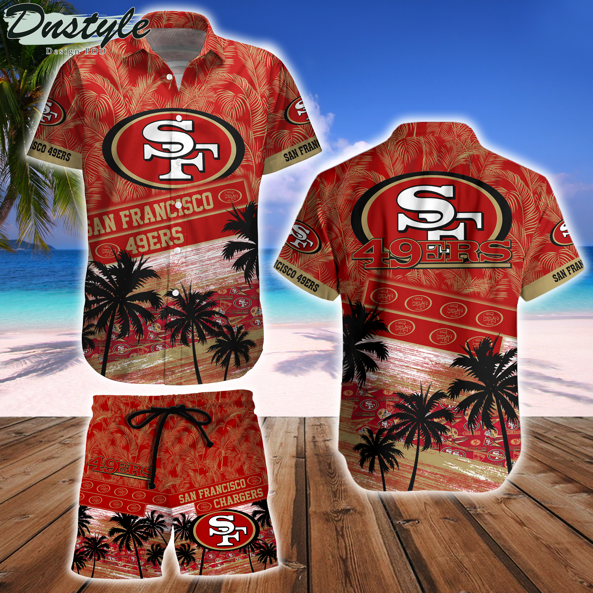 San Francisco 49ers Team NFL Hawaiian Shirt And Beach Short