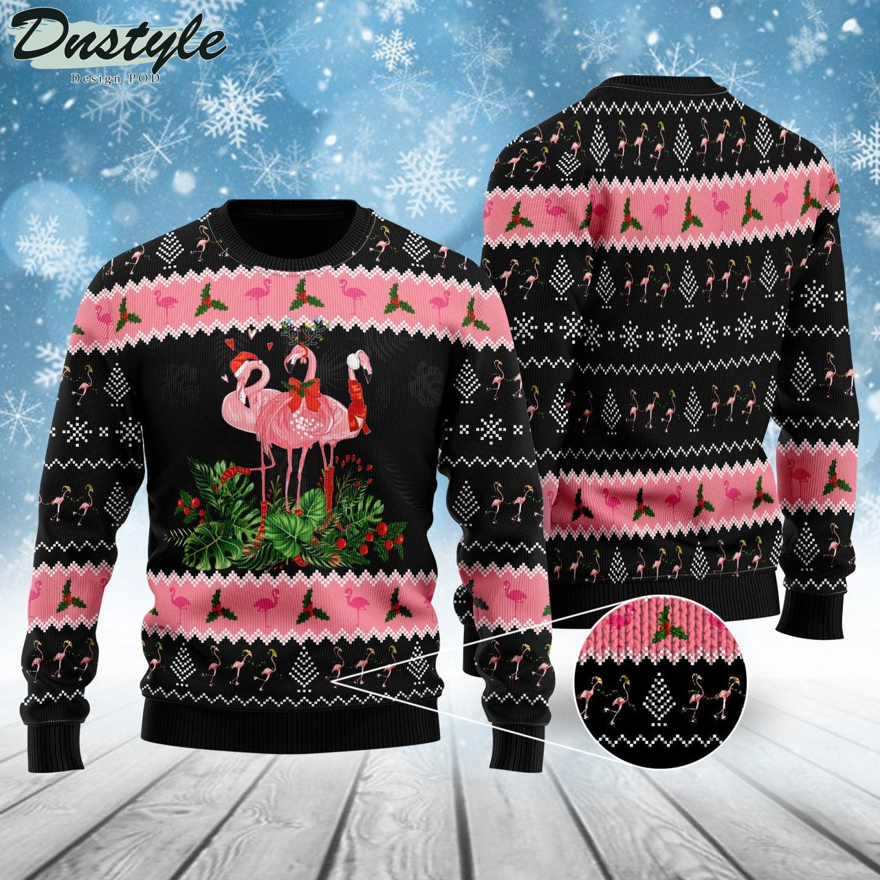 Flamingo Jingle Bell Tropical Ugly Christmas Sweater