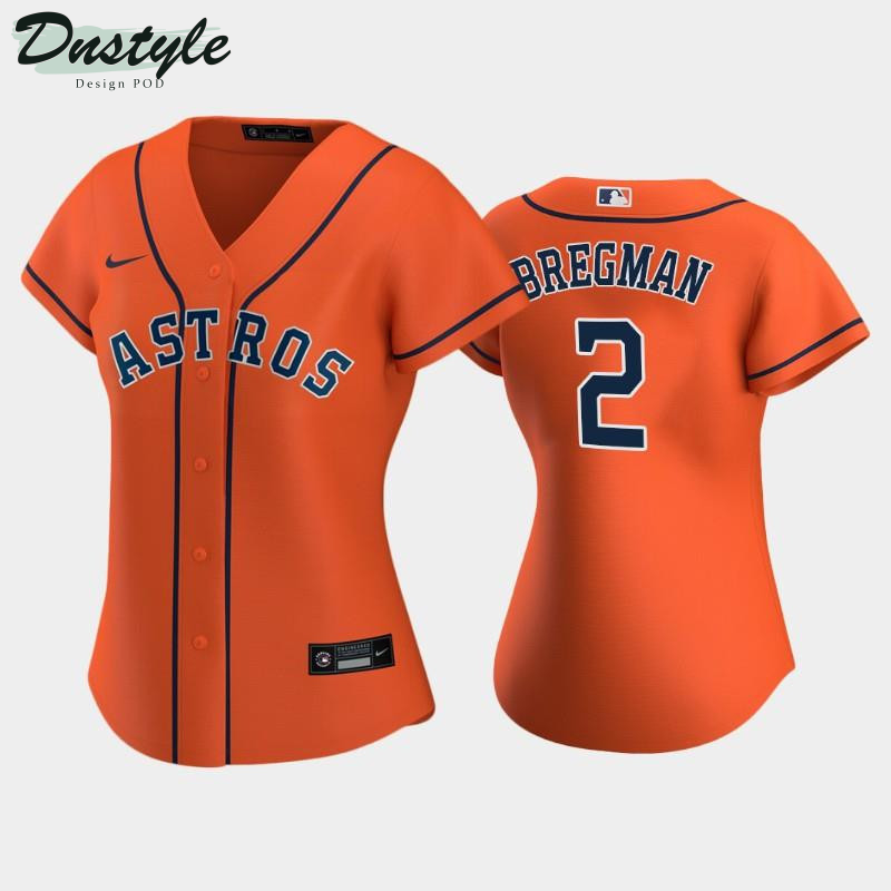 Astros #2 Alex Bregman Orange Women's Alternate Jersey MLB Jersey
