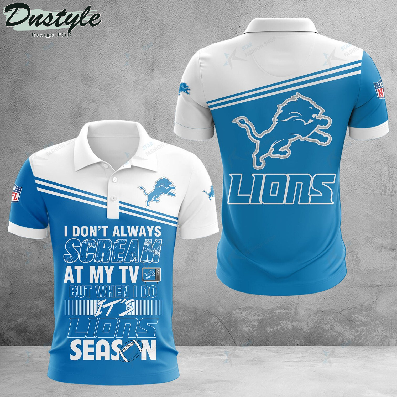 Detroit Lions I don't Always Scream At My TV Polo Shirt