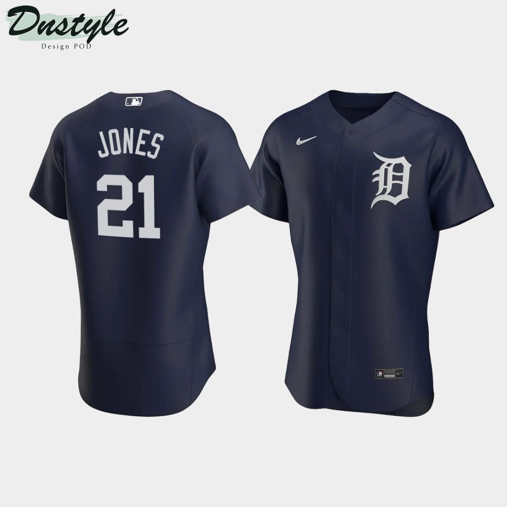 JaCoby Jones #21 Detroit Tigers Team Logo Navy Alternate Jersey MLB Jersey