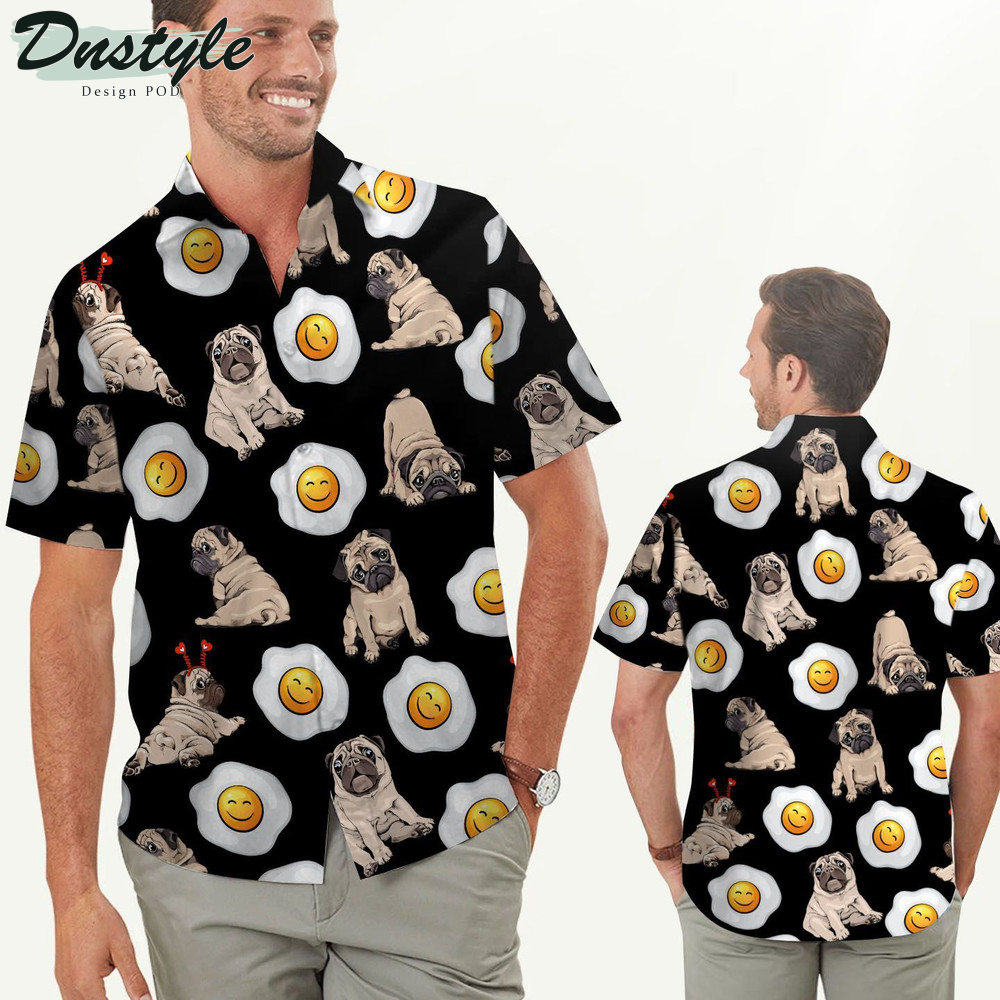 Pug Cute Eggs Dog Lovers In Summer Tropical Hawaiian Shirt