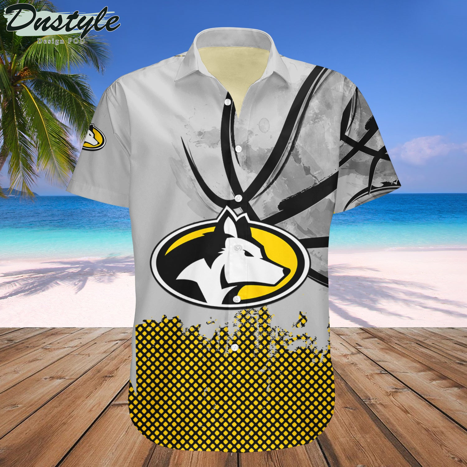 Michigan Tech Huskies Basketball Net Grunge Pattern Hawaii Shirt