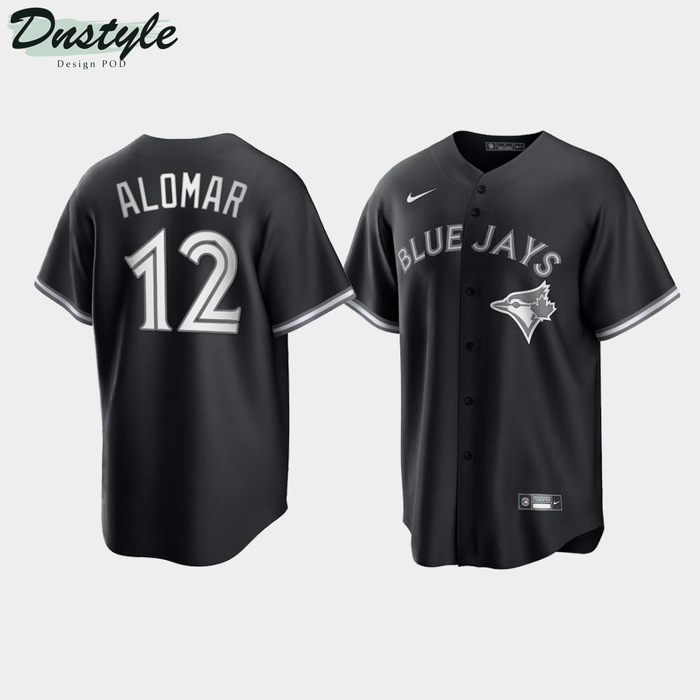 Toronto Blue Jays Roberto Alomar #12 Black White 2021 All Black Fashion Jersey MLB Jersey